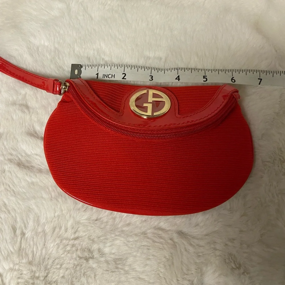 New Giorgio Armani Beaute red snap zippered wristlet - Picture 9 of 10